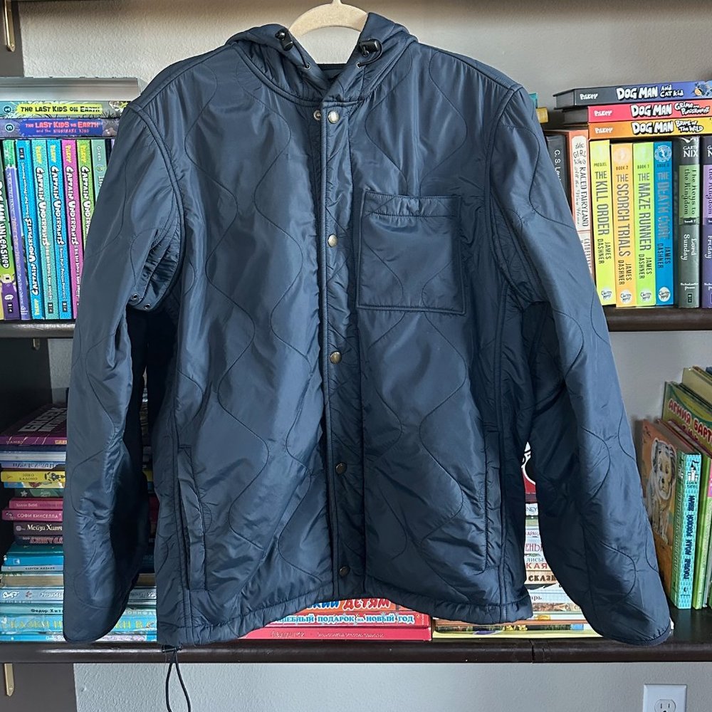J Crew Hooded Quilted Jacket Small Navy